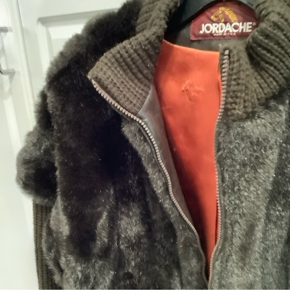 VTG Jordache Brown Faux Fur Full Zip Jacket Knit Sleeve Mock Collar Sz 10/12 - Picture 11 of 15